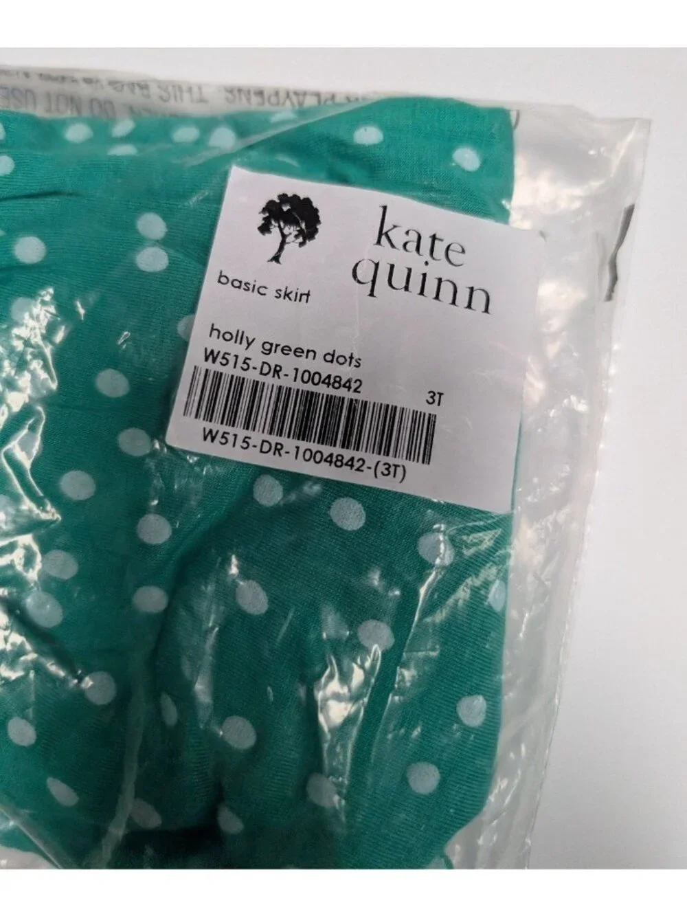 Kate Quinn Bamboo Holly Green Dots 3T Basic Skirt Polka Dot